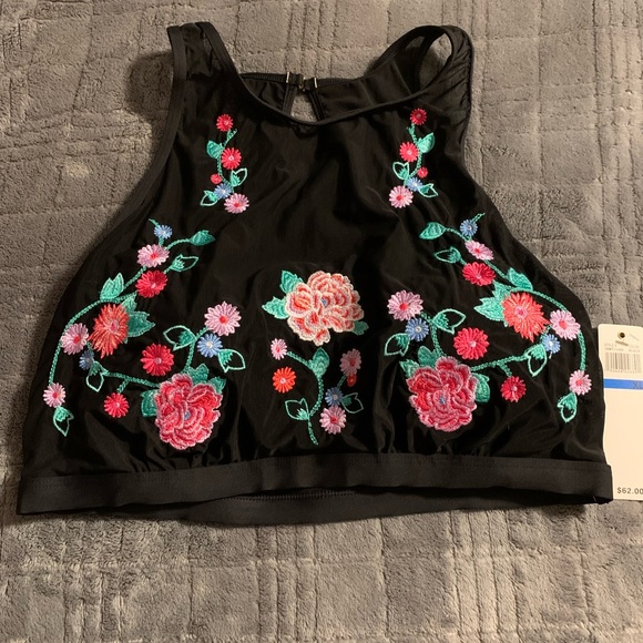 Anne Cole high neck bikini top with floral embroidery - Picture 1 of 3